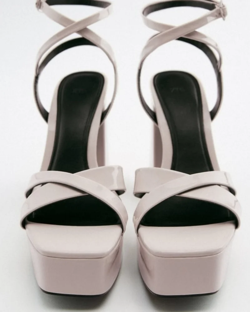 PATENT heeled platform sandals